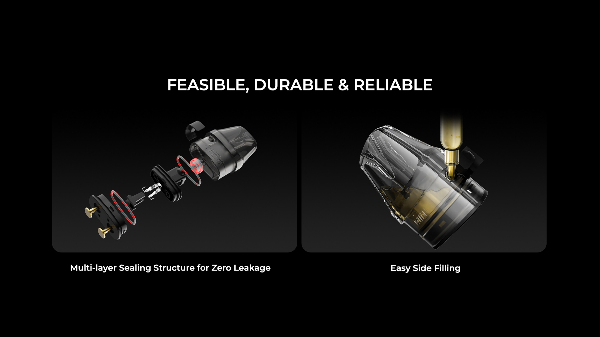 FEASIBLE, DURABLE & RELIABLE Multi-layer Sealing Structure for Zero Leakage 	Easy Side Filling