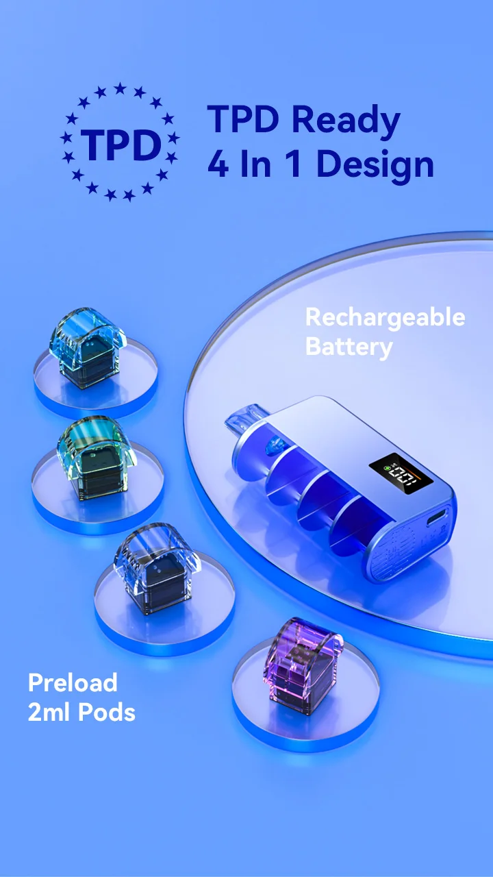 TPD Ready 4 In 1 Design Preload 2ml Pods Rechargeable Battery