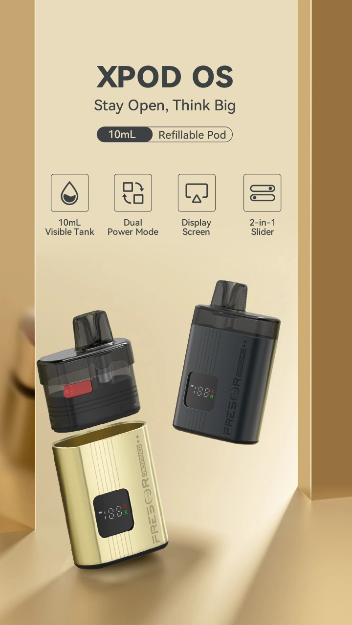 XPOD OS Stay Open, Think Big 10mL Refillable Pod  10mL Visible Tank Dual Power Mode Display Screen 2-in-1 Slider