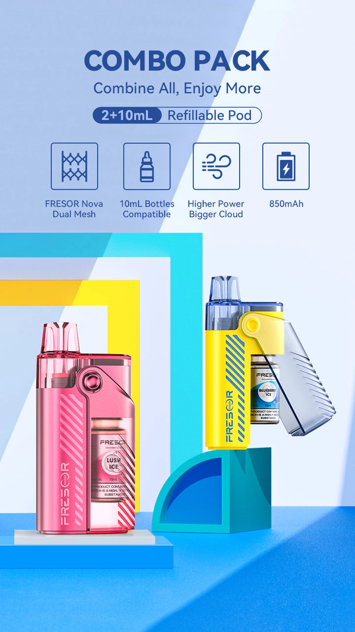 COMBO PACK Combine All, Enjoy More  FRESOR Nova Dual Mesh 10mL Bottles Compatible Higher Power Bigger Cloud 850mAh  2+10mL Refillable Pod